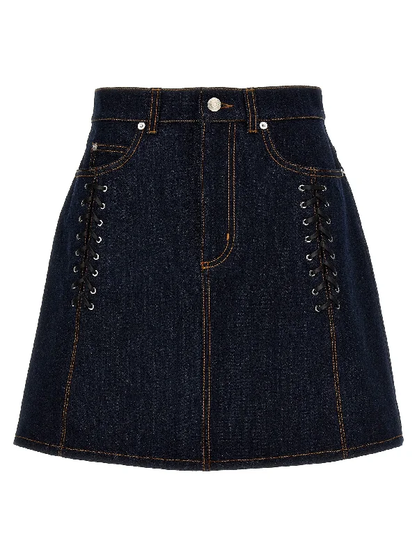 Lace-up Denim Skirt cashmere skirt soft