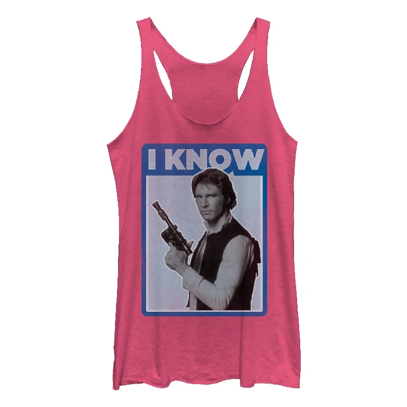 Women's Star Wars Han Solo Quote I Know Racerback Tank Top cotton tank top