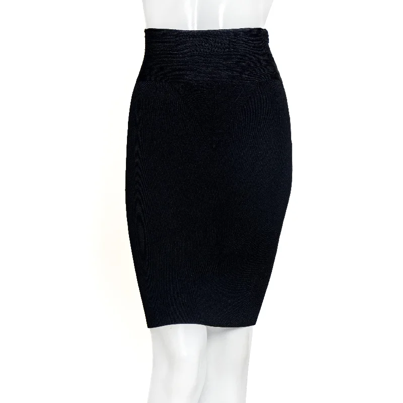 Black Viscose Bandage Pencil Skirt denim skirt fashionable