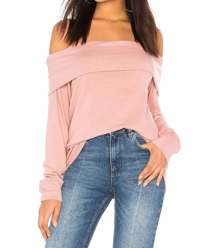 Brooklyn Off The Shoulder Sweater In Pink Casual Formal Business