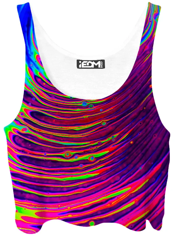 Cosmic Ripples Crop Top Collared Crop Top Boat Neck A-Line
