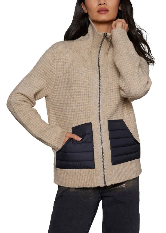 Deep Pockets Sweater In Oat Spandex Blend Rayon Blend Denim Blend
