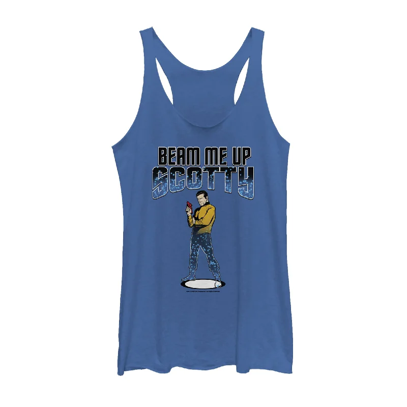 Women's Star Trek Cartoon Kirk Beam Me Up Scotty Transporter Racerback Tank Top chic tank top