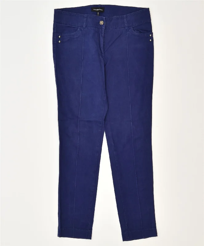 ROCCOBAROCCO Womens Slim Casual Trousers W32 L29 Purple Cotton Classic Trousers Canvas Durable