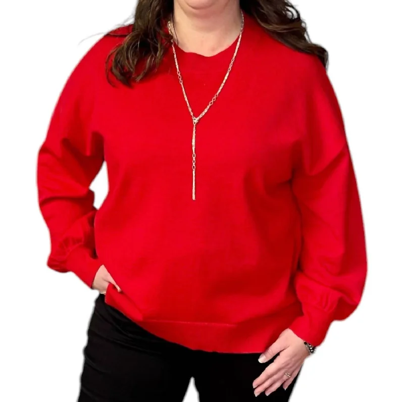 Slouchy Sweater In Red Silk Blend Satin Velvet