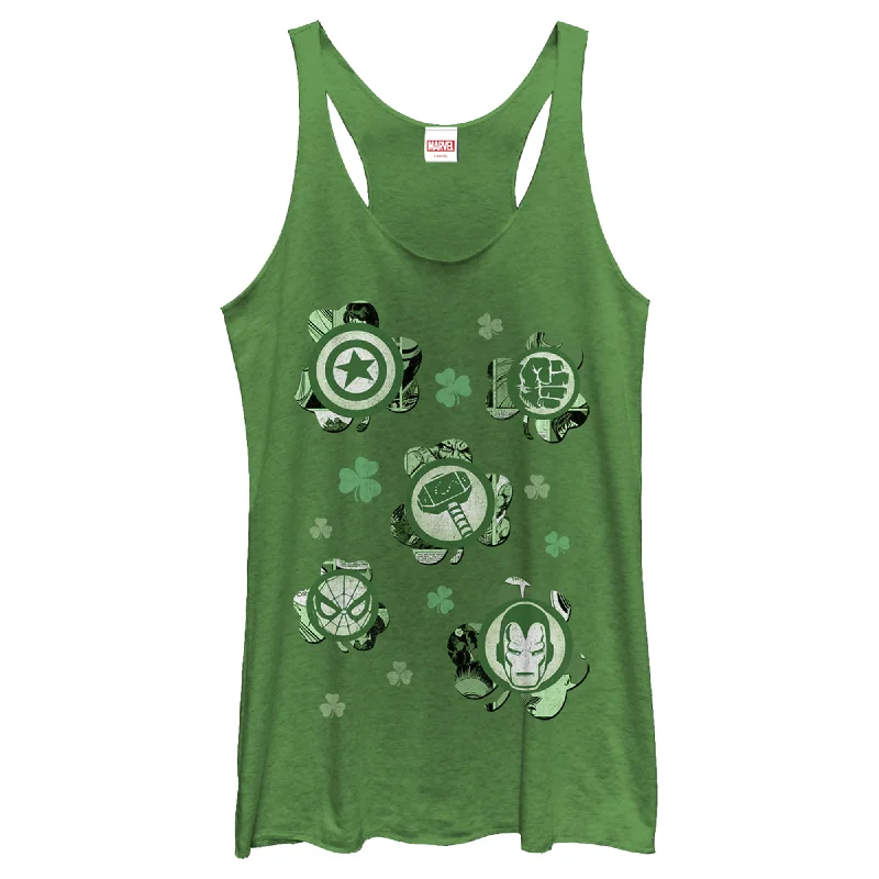 Women's Marvel St. Patrick's Day Clover Icon Racerback Tank Top adorable tank top