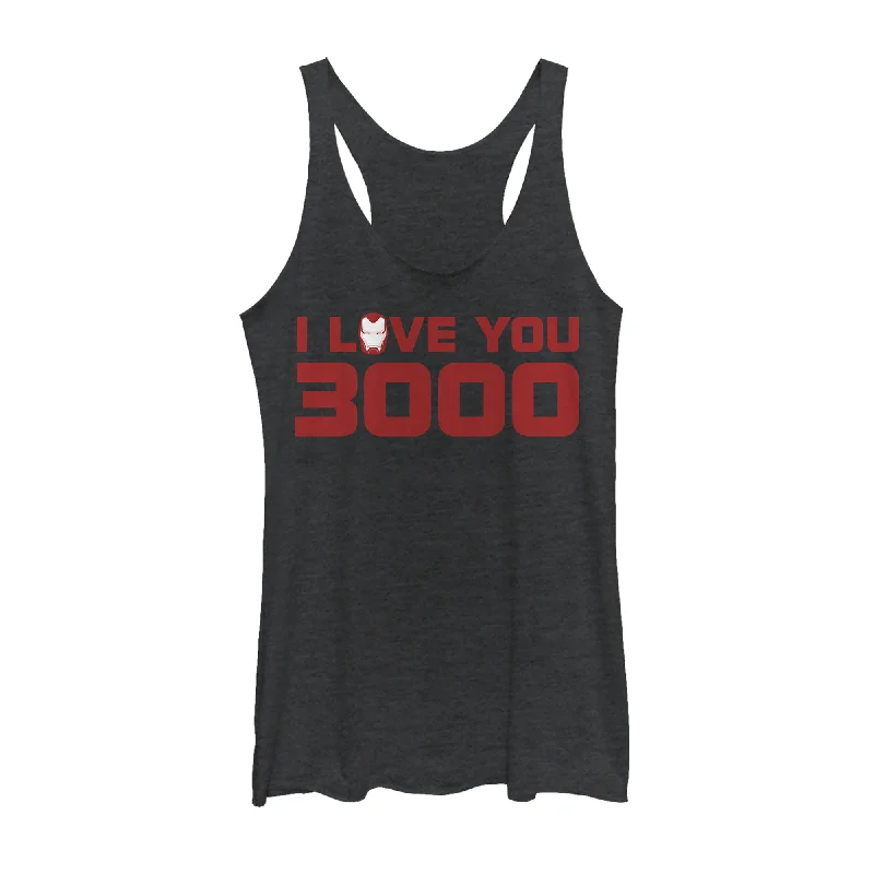 Women's Marvel Love You 3000 Stark Helmet Racerback Tank Top cherry red tank