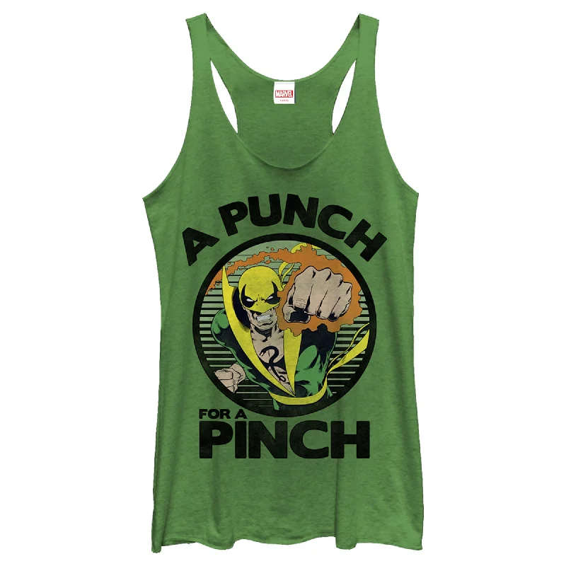 Women's Marvel St. Patrick's Iron Fist Punch for a Pinch Racerback Tank Top metallic tank top