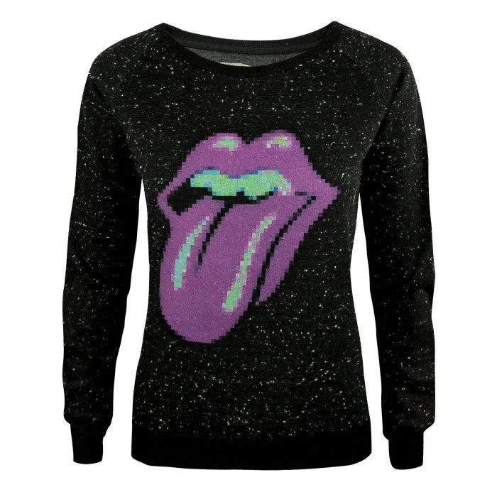 Amplified Womens/Ladies Pixel Lick The Rolling Stones Sweatshirt Hoodie with Oversized Fit Loose Comfortable