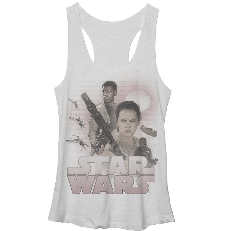 Women's Star Wars The Force Awakens Classic Rey and Finn Racerback Tank Top solid color tank Women's Star Wars The Force Awakens Classic Rey and Finn Racerback Tank Top solid color tank