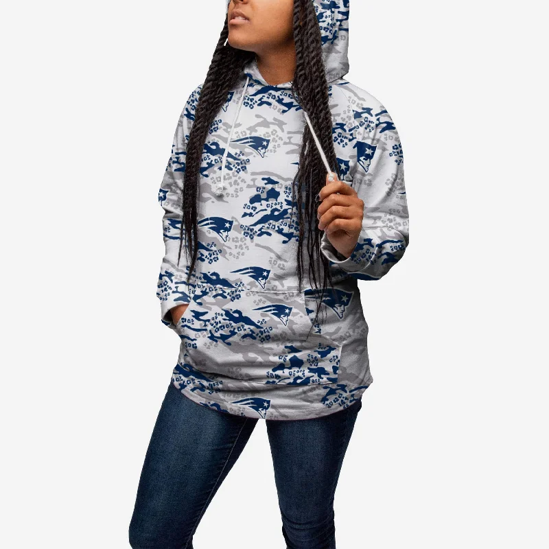 New England Patriots Womens Leopard Camo Hoodie Hoodie with Print Artistic Unique