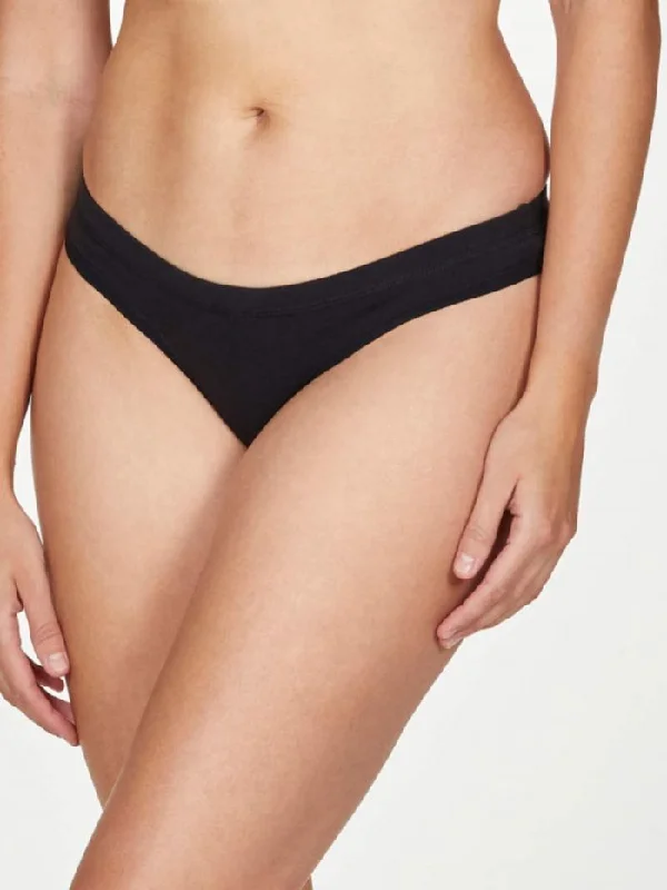 Leah GOTS Organic Cotton Jersey Thong - Black Retro Jersey Tee