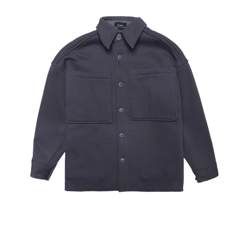 HOMME+ Oversized Fleece Shirt Jacket Charcoal Faux Fur Jacket Real Fur Jacket Shearling Jacket