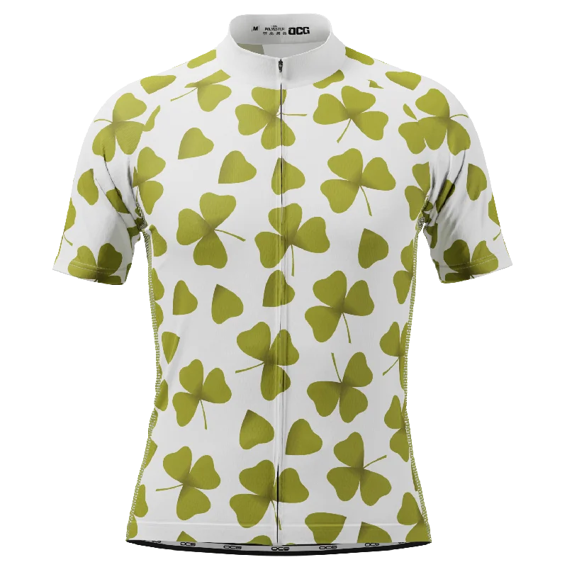 Men's Three Leaf Clover Short Sleeve Cycling Jersey Boat Neck Jersey Shirt