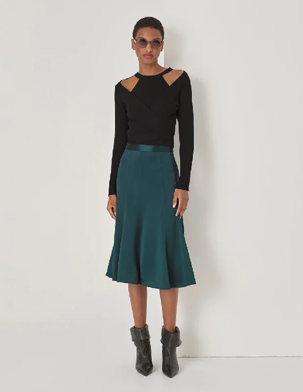MARYLING Black False Two-Piece Knit Sweater Boat Neck Shawl Collar Notched Collar