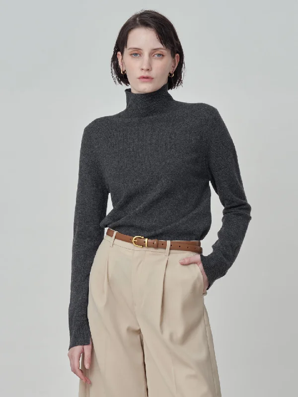 Simple High Neck Sweater_Graphite Soft Cozy Warm