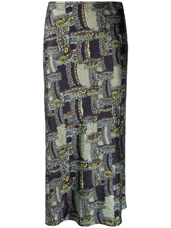 CRINKLED SATIN MIDI SKIRT ribbed skirt waist