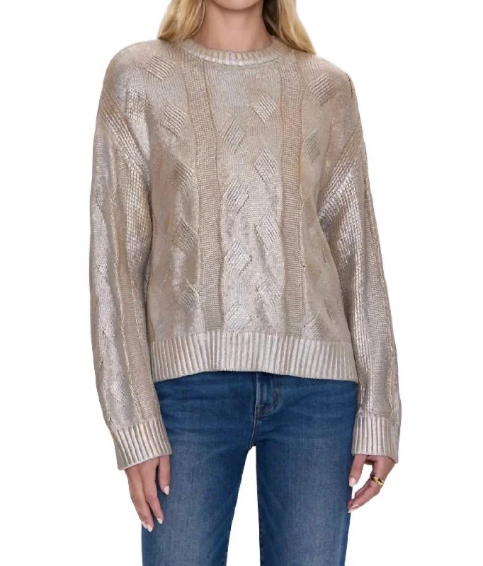 Everly Sweater In Gilded Castle Stretchy Elastic Breathable
