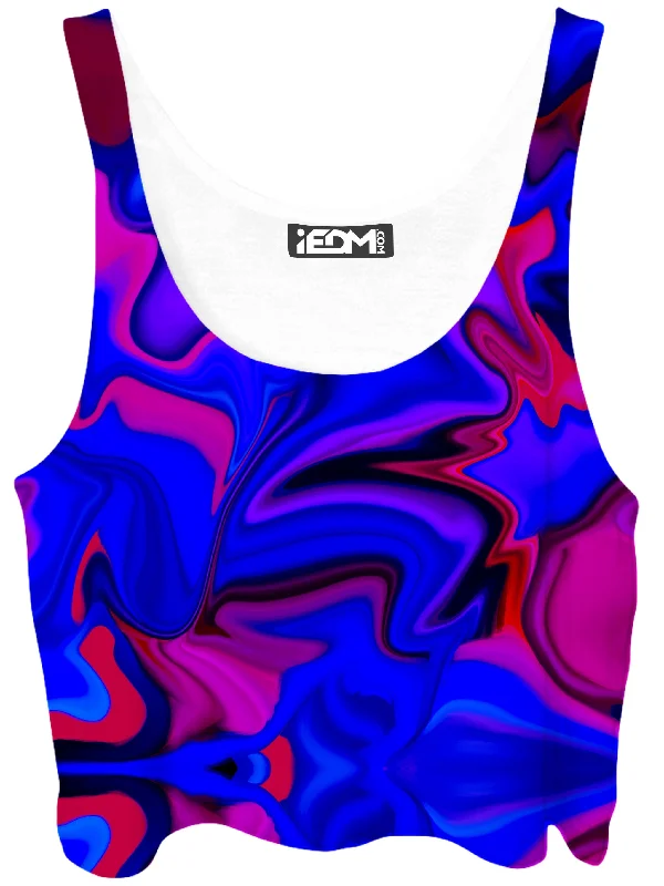 Paint Pour Crop Top Zippered Front Buttoned Front Snap Front