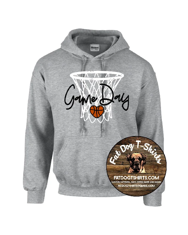 BASKETBALL GAME DAY-SWEATSHIRTS HOODIE OR CREW NECK-NEW Hoodie with Button Classic Timeless