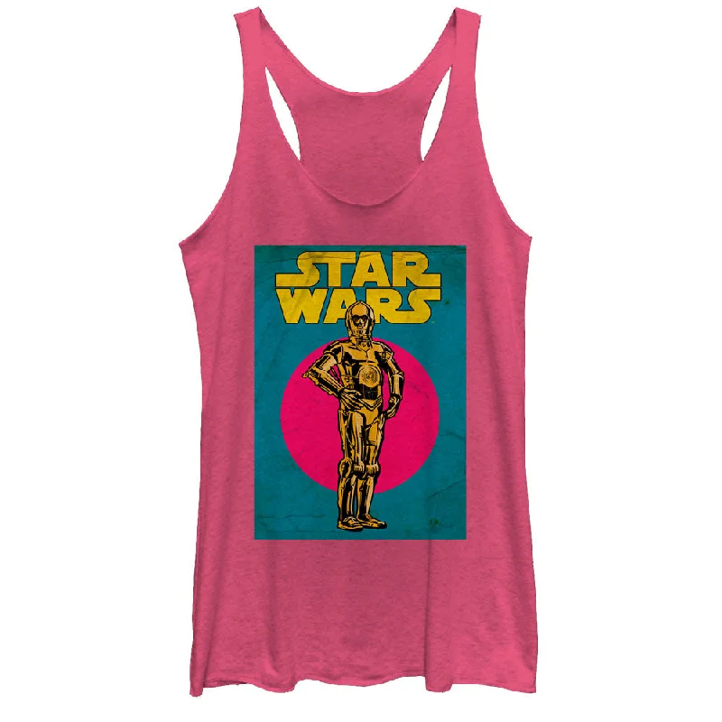 Women's Star Wars C-3PO Trading Card Racerback Tank Top floral tank top