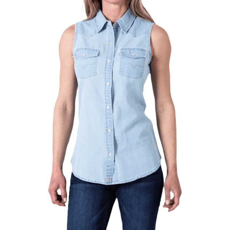 Kimes Ranch Ladies Lorena Denim Blue Snap Down Tank Top WTO0000029 fitness tank top
