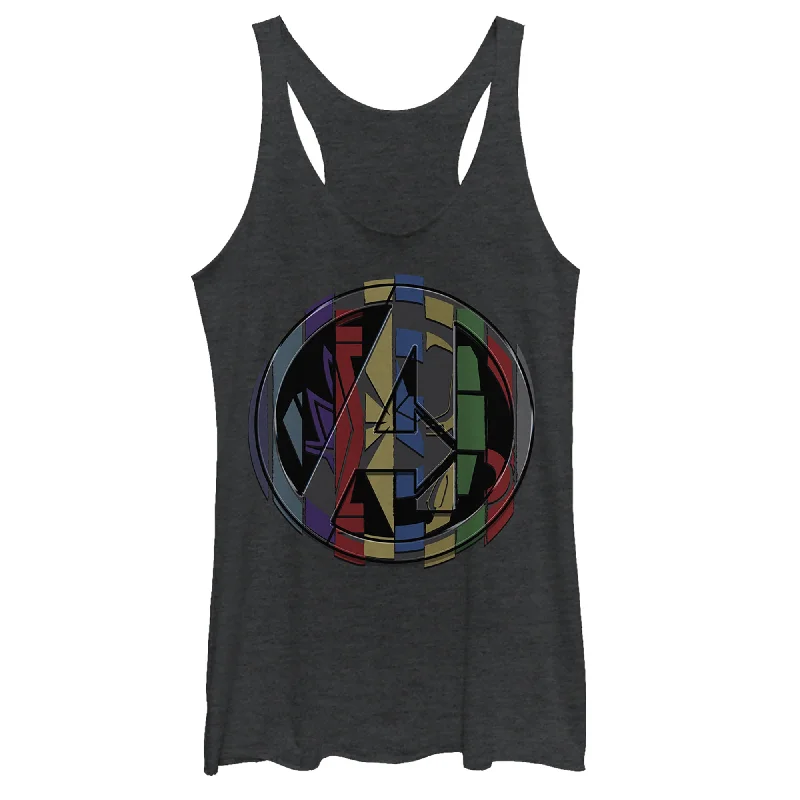 Women's Marvel Avengers: Endgame Puzzle Cube Logo Racerback Tank Top coral tank top