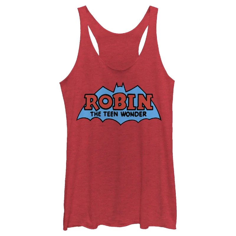 Women's Batman Logo Boy Wonder Robin Racerback Tank Top soft pink tank