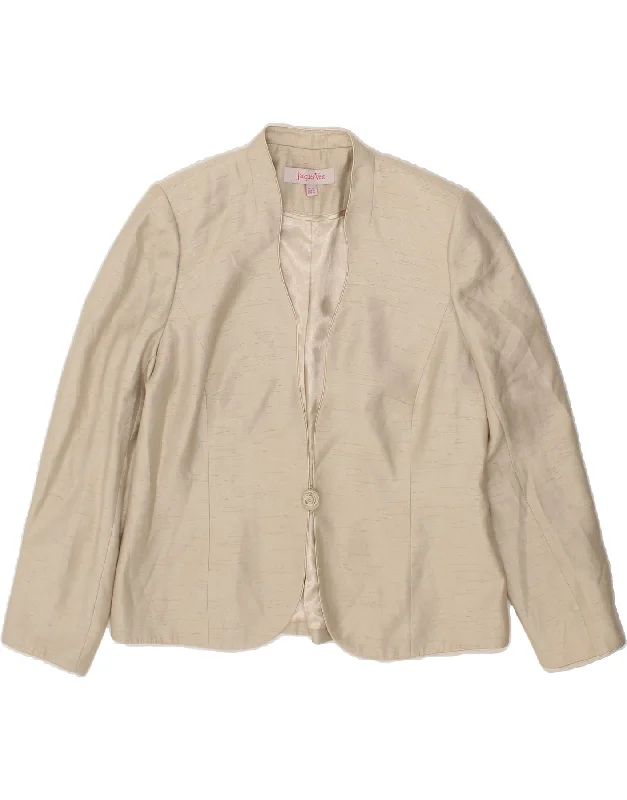 JACQUES VERT Womens 1 Button Blazer Jacket UK 14 Medium  Beige Viscose Striped Jacket Polka Dot Jacket Floral Jacket