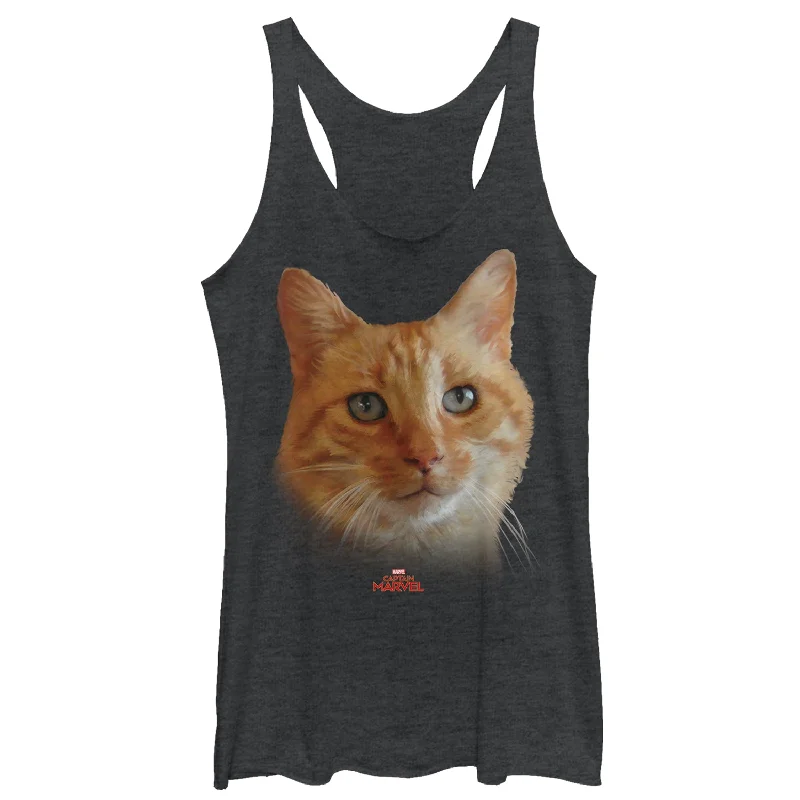 Women's Marvel Captain Marvel Goose Cat Portrait Racerback Tank Top cozy tank top