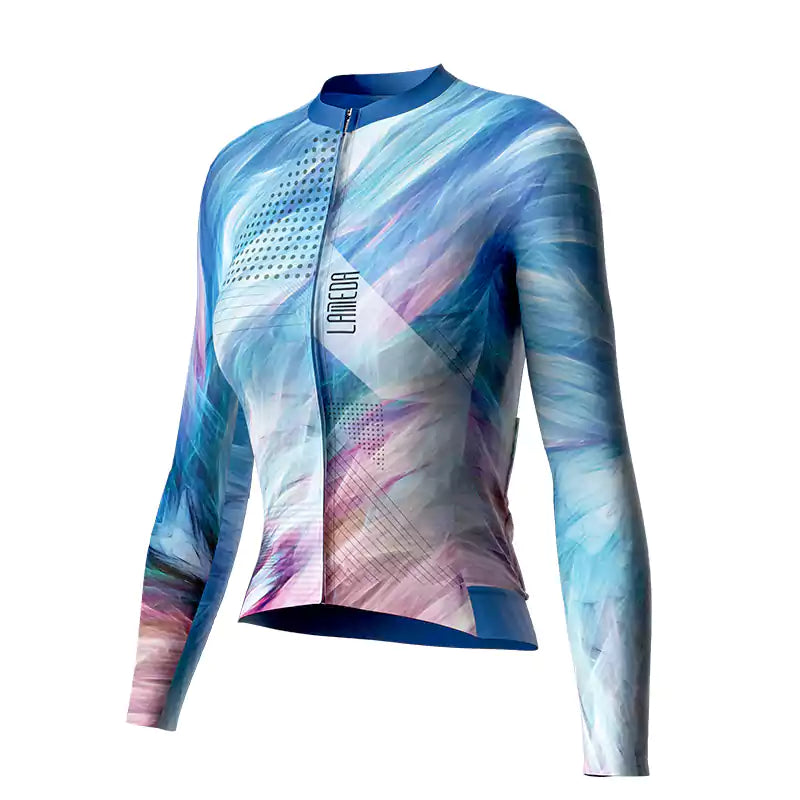 Silver Women Long Sleeve Cycling Jersey Exclusive Jersey Tee