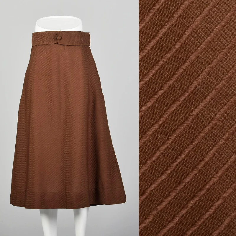 Medium 1910s Edwardian Brown Lightweight Skirt leather skirt durable