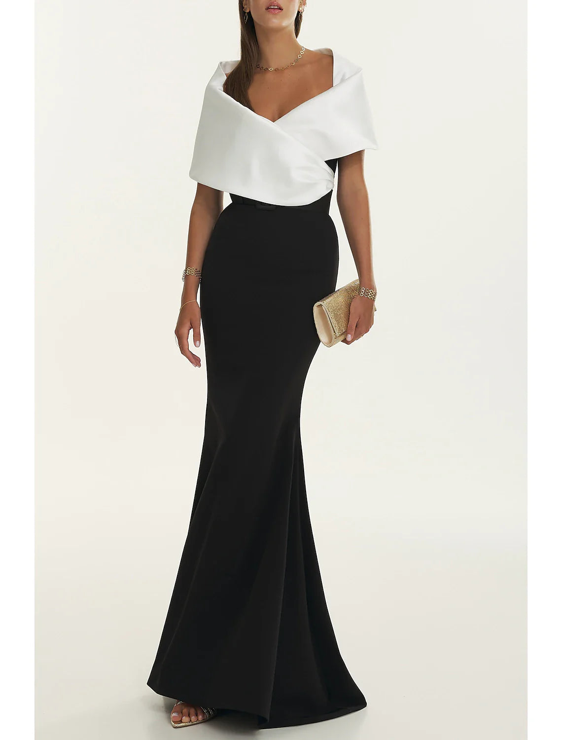 Mermaid Black Dress Evening Gown Elegant Dress Formal Fall Sweep / Brush Train Short Sleeve Off Shoulder Belt / Sash Satin with Pleats Tunics Velvet soft Mermaid Black Dress Evening Gown Elegant Dress Formal Fall Sweep / Brush Train Short Sleeve Off Shoulder Belt / Sash Satin with Pleats Tunics Velvet soft