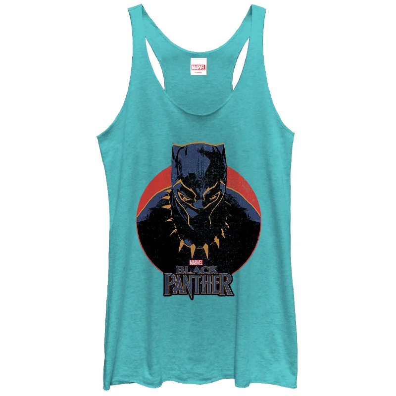 Women's Marvel Black Panther 2018 Retro Circle Racerback Tank Top sage tank top