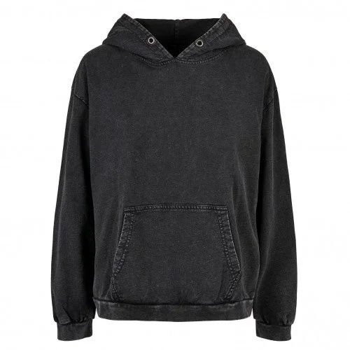 Build Your Brand Womens/Ladies Acid Wash Oversized Hoodie Hoodie with Hem Detail Decorative Unique