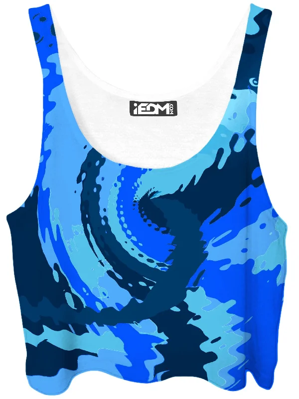 Blue Magic Crop Top Thin Crop Top Open Front Quick Dry