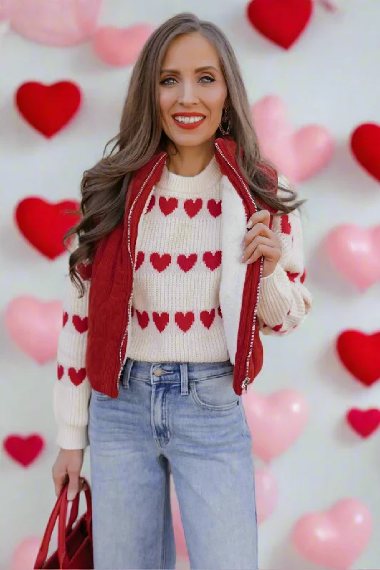Sweetheart Stripes Chunky Knit Sweater Wool Sweater Cotton Sweater Cashmere Sweater