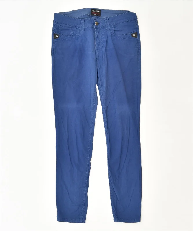 REFRIGIWEAR Womens Slim Casual Trousers W27 L28 Blue Cotton Classic Trousers Harem Relaxed Fit