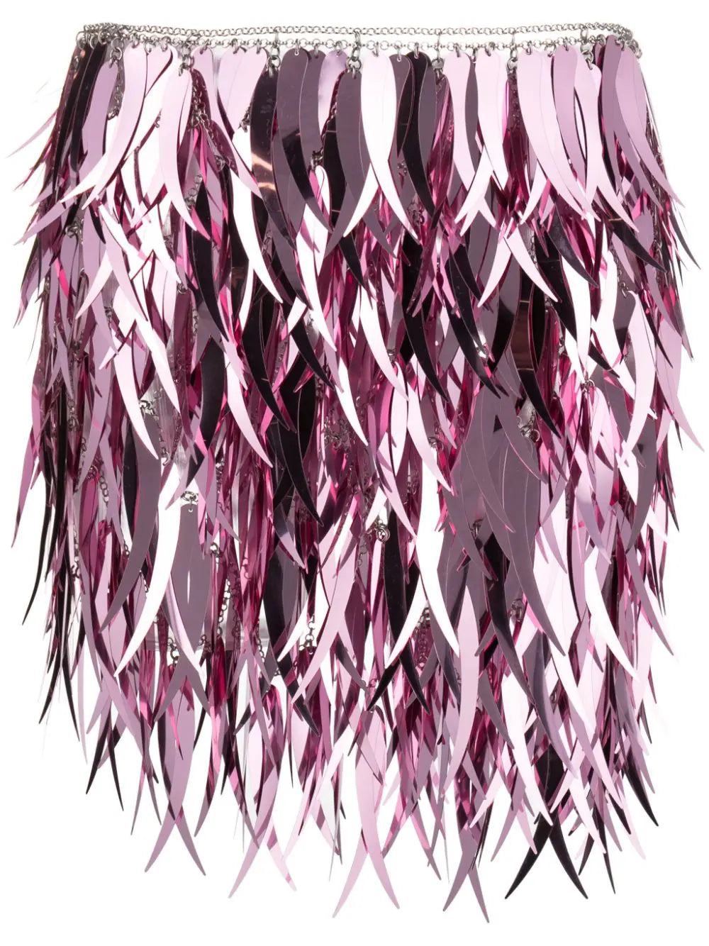 Paco Rabanne Metallic Feathers Mini Skirt In Pink denim skirt casual