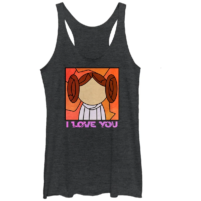 Women's Star Wars Stained Glass Leia I Love You Racerback Tank Top sequin tank top
