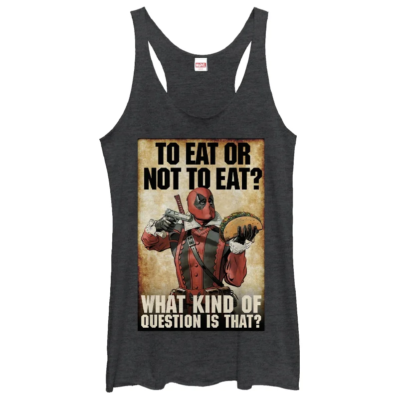 Women's Marvel Deadpool To Eat or Not To Eat Racerback Tank Top open back tank