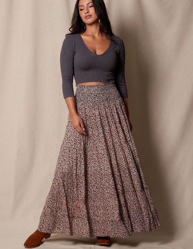 Emmalyn Maxi Skirt - Grey Dawn - As-Is-Clearance velvet skirt rich