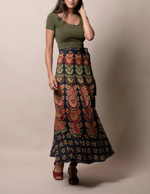 Varuna Wrap Skirt - Navy belted skirt waist