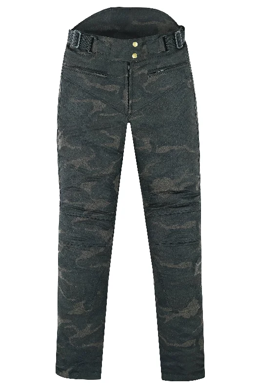 Warrior Gears® LADIES Wax Cotton Waxed Motorcycle Trousers, Waterproof Breathable CE Armour Biker Racing Trouser - Camo Trousers versatile functional