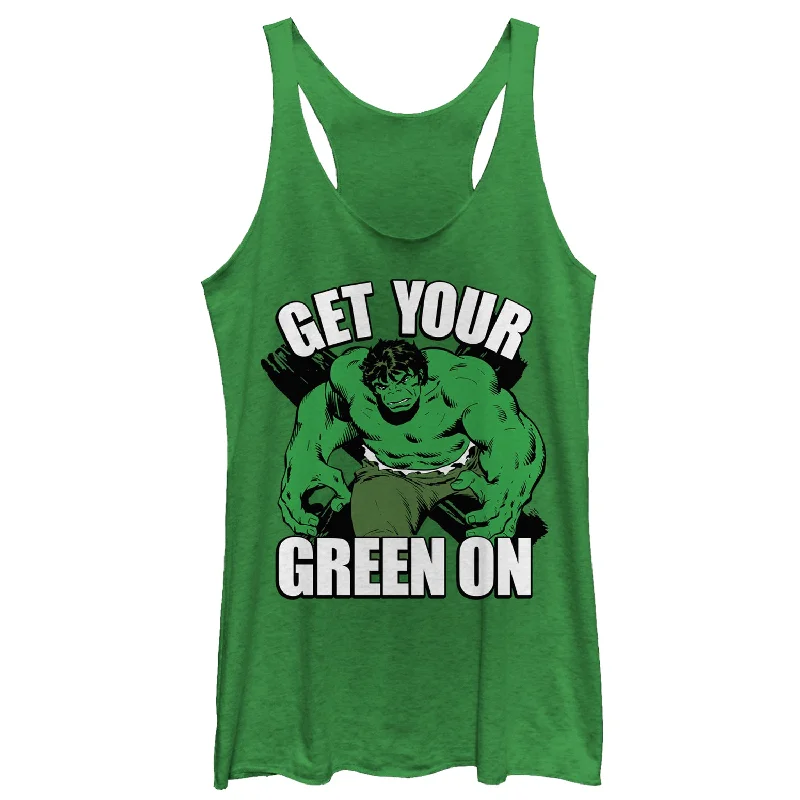 Women's Marvel St. Patrick's Day Hulk On Racerback Tank Top boho tank top