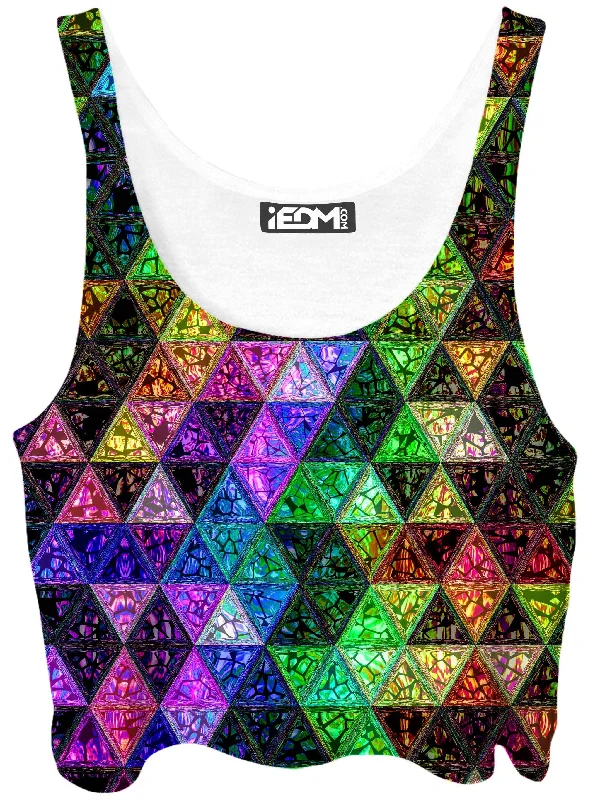 Gem Setter Crop Top Chenille Brocade Lace