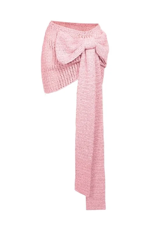 PINK CROCHET BOW SKIRT linen skirt natural