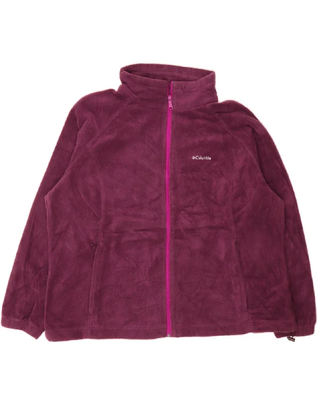 COLUMBIA Womens Oversized Fleece Jacket UK 22 3XL Purple Polyester Boat Neck Shawl Collar Notched Collar