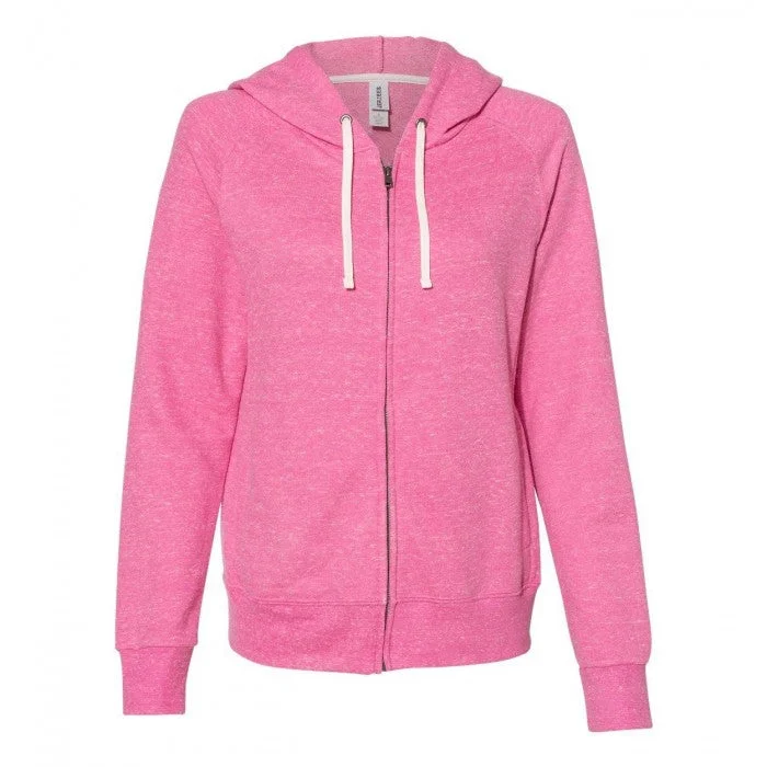 JERZEES Women's Snow Heather French Terry Full-Zip Hooded Sweatshirt Cotton Hoodie Fleece Lining Warmth