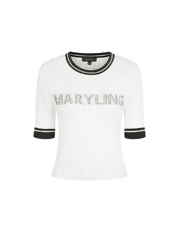MARYLING Contrast Logo Crew Neck Knitted Sweater Nylon Fabric Polyester Fabric Spandex Fabric